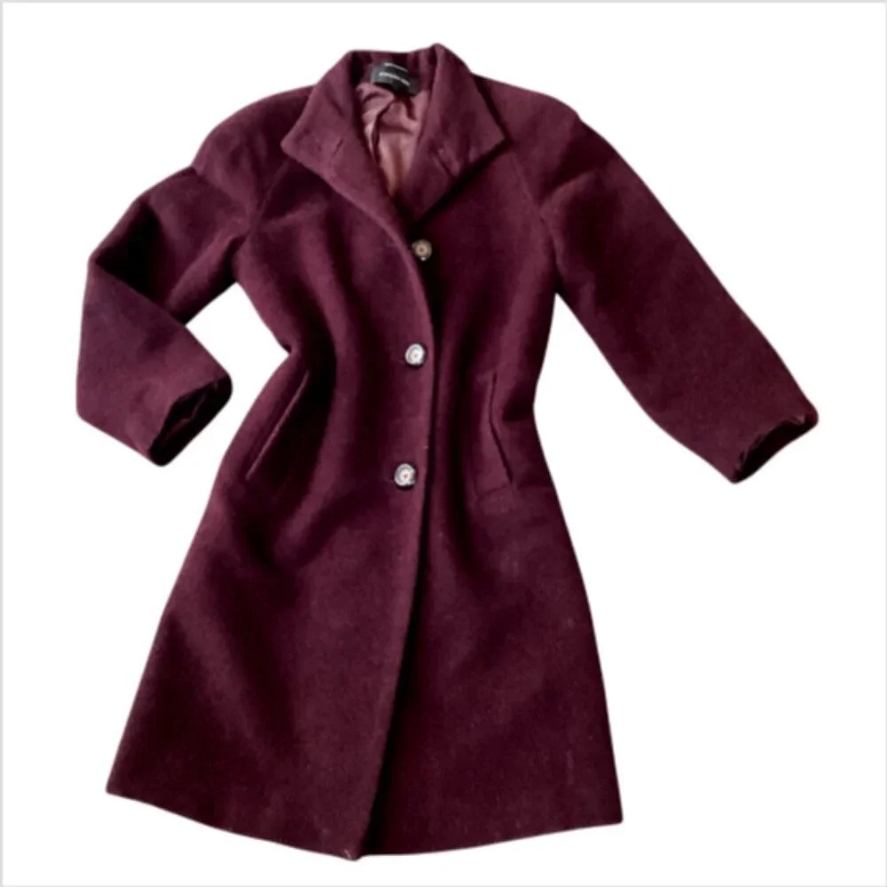 Jones New York‎ Walker Coat Wool Nylon Alpaca Sz 6 Burgundy Red #3L